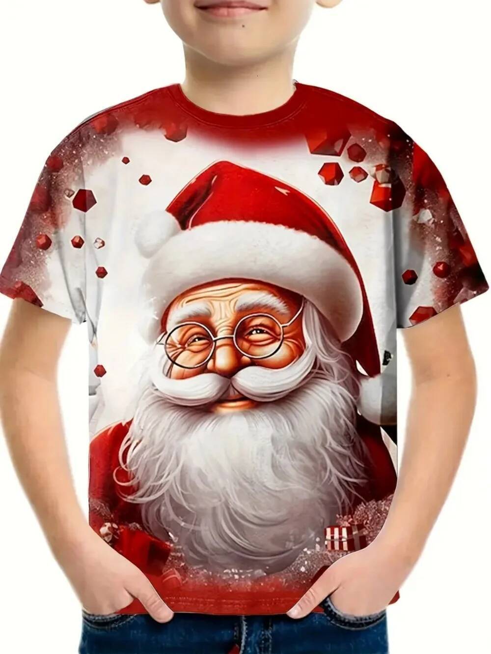 Christmas Christmas Children's Clothing Santa Claus 3D Print T-Shirts for Boys Short Sleeve Child T-Shirt Christmas Casual Girls Summer Clothes T