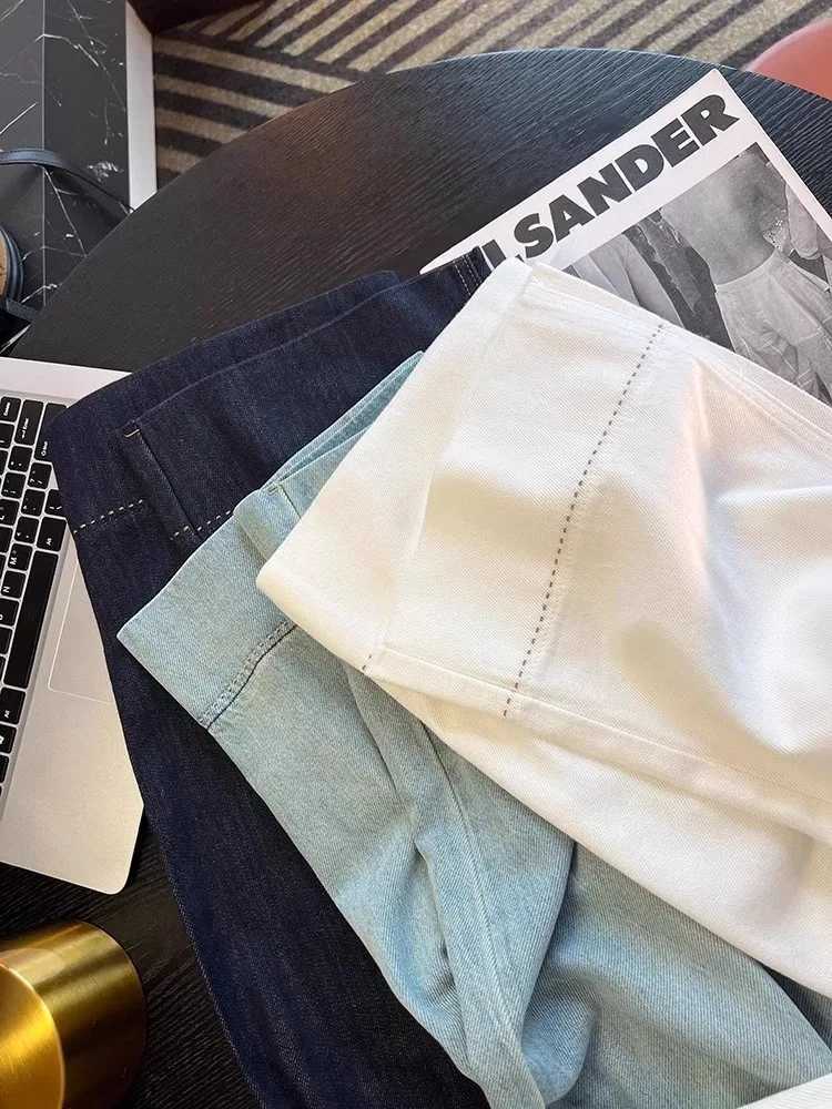 Womens Plus Size Straight-Leg Jeans Autumn Slimming Bell Bottoms 2025 New Arrival Trendy Pants Nine-Point Length C251110