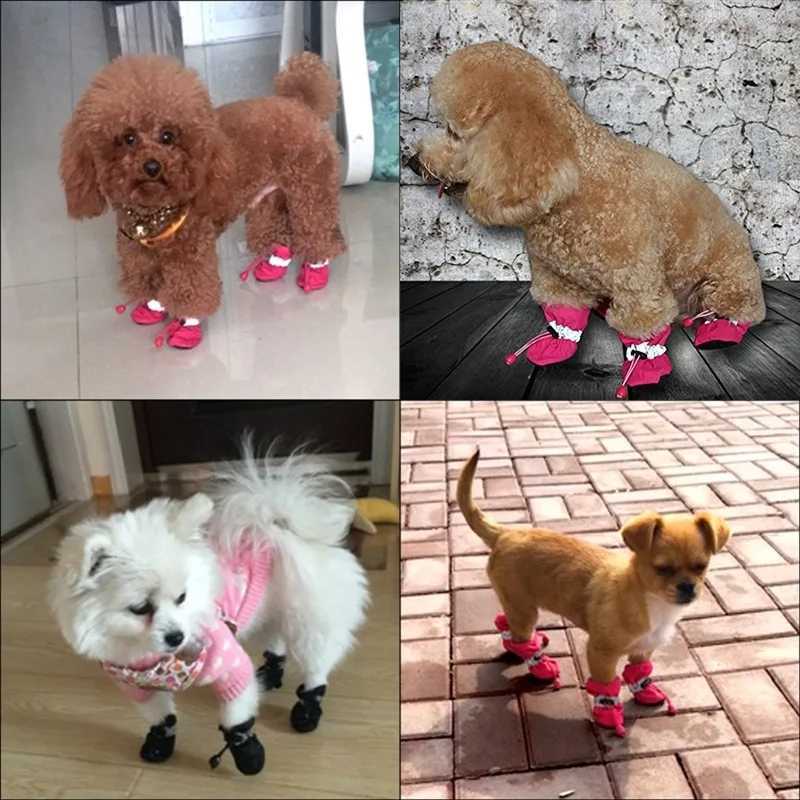4 pieces of pet dog rain shoes anti slip and waterproof dog rain shoes thick hot dog rain shoes T2504010
