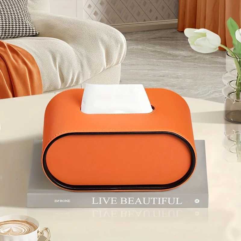 Oval luxury Tissue Box Cover Made of High-quty Leather Suitable for Living Rooms Tabletops and Dining Rooms W251110