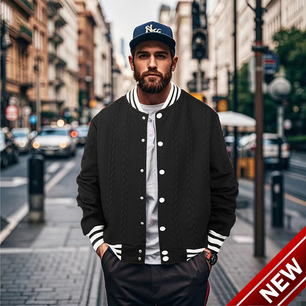 2024 Autumn/Winter American New Round Neck Buckle Design Set Fashion Trend Loose and Versatile Cardigan Baseball Jacket
