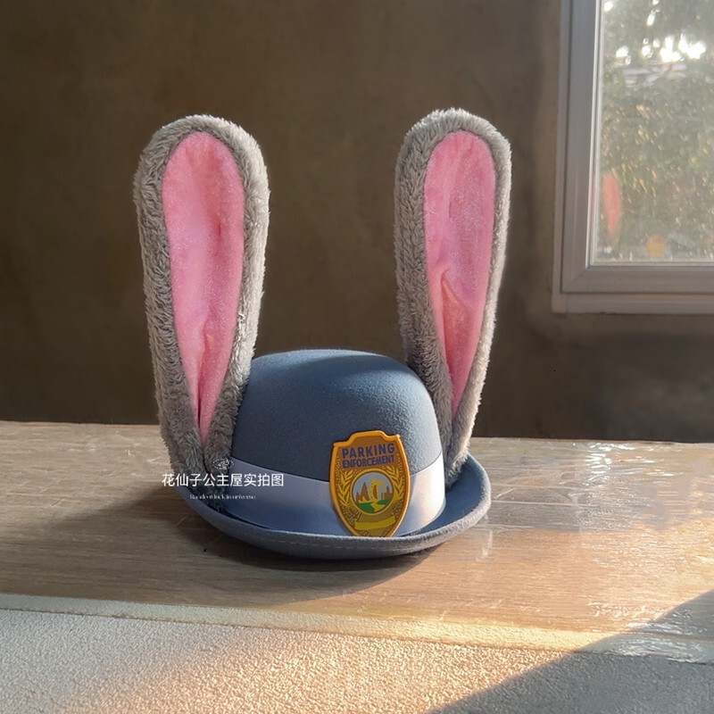 Officially Licensed Zootopia Judy Rabbit Police Badge Bunny Ears Girls Crazy Cosplay Character Accessories Hat Gift Amusement Park