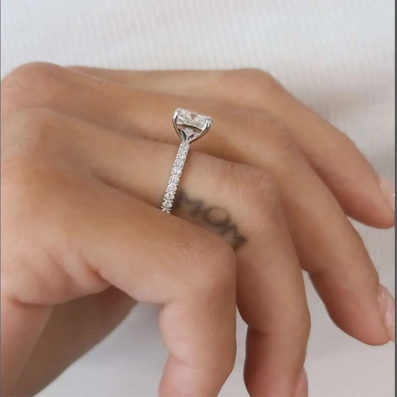 IGI Certified 2CT CVD lab Grown Square Cushion Cut Diamond EF VS Cushion Ring Lab Grown Diamond Engagement Ring 14k White Gold