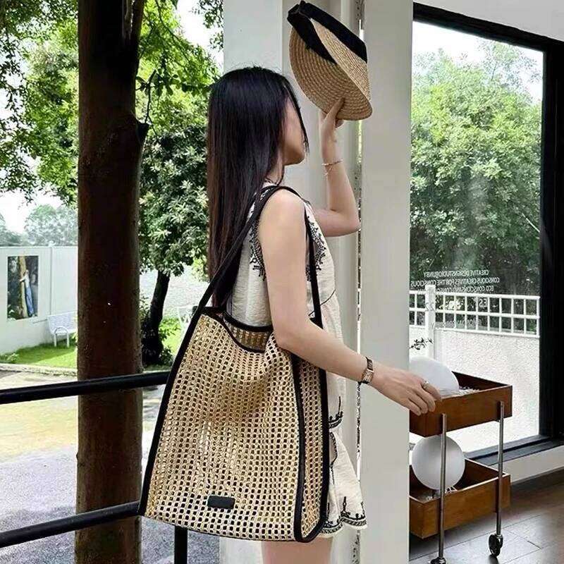 Bohemia Beach Straw Tote Bags For Women Luxury Designer Handbags And Purses 2024 New In Papyrus Braided High Capacity Shoulder