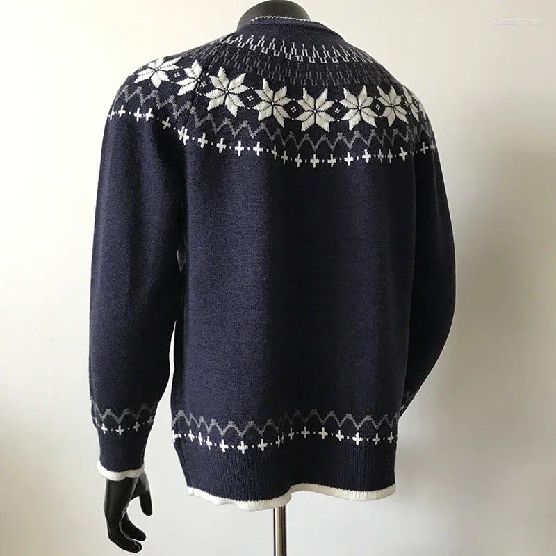 Men's Sweaters Vintage Icelandic Knit Sweater Male Autumn Winter Heavyweight Color Block Pattern Knitwear Christmas