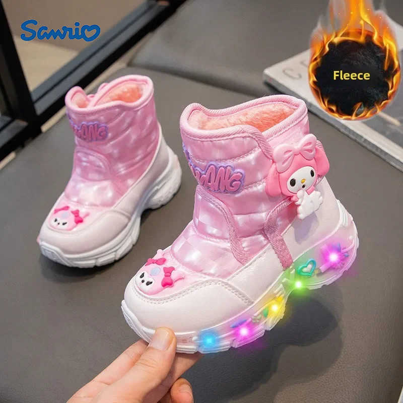 Sanrio Children Snow Boots Girls Princess Boots Cute Melody Non-slip Sport Shoes Thicken Cotton Shoes Baby Soft Cartoon Boots H251110