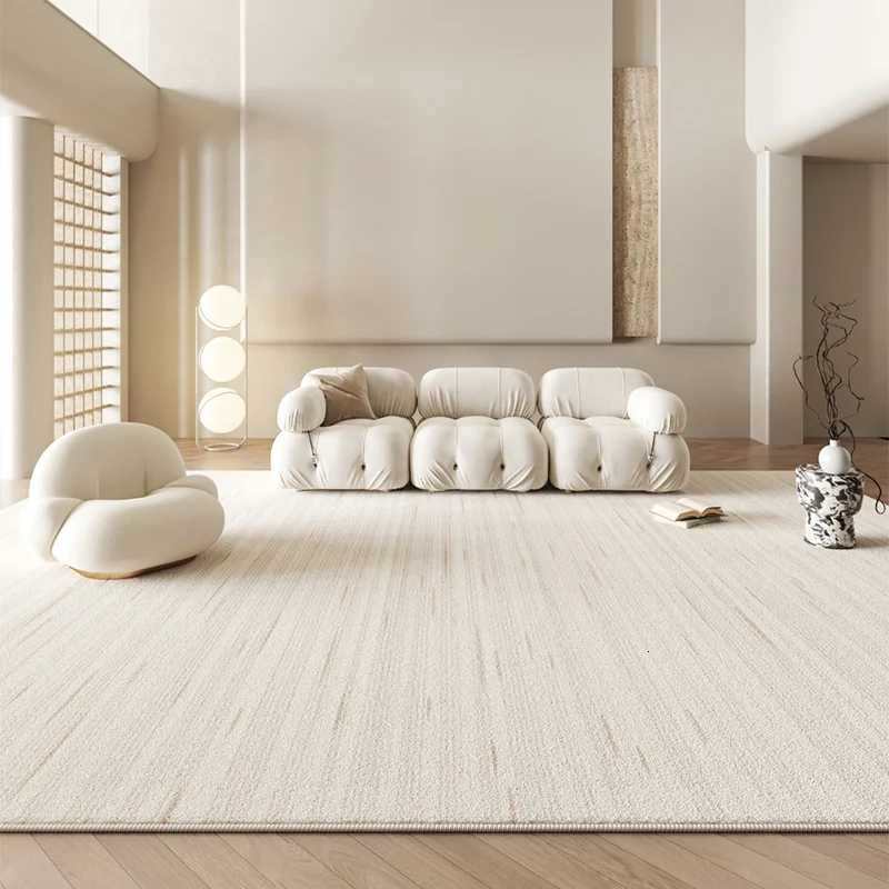 Japanese High End Cream Style Living Room Carpet Sofa Coffee Table Plain Fluffy Carpets Bedroom Bedside Minimst Non Slip Rug Y251110