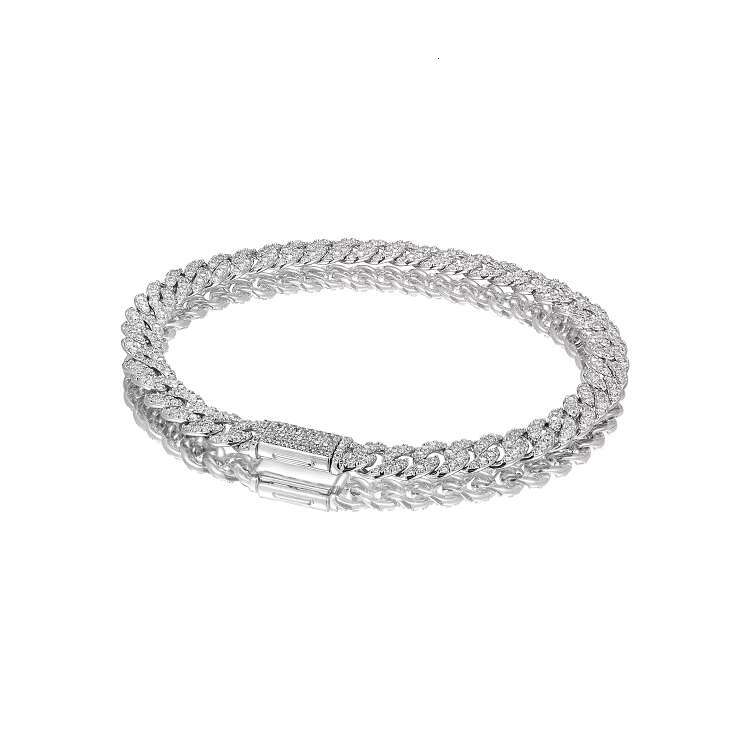 6mm sterg sier Miami Cuban chain platinum ice zirconia bracelet pearl main hip-hop accessory