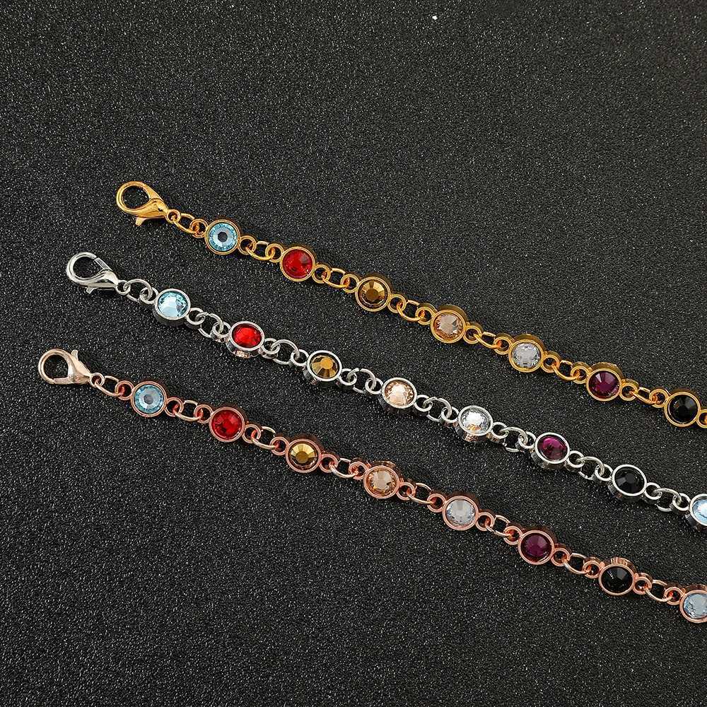 Colorful Rhinestone Beads Bracelet for Women Gold Plated Chain Seaside Commemorative Bracelet Friendship Party JewelryT251110