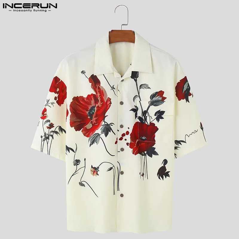 mens shirt floral print lapel short sLeeved casual mens streetwear summer loose 2024 fashionable mens shirt S-5XL X250410