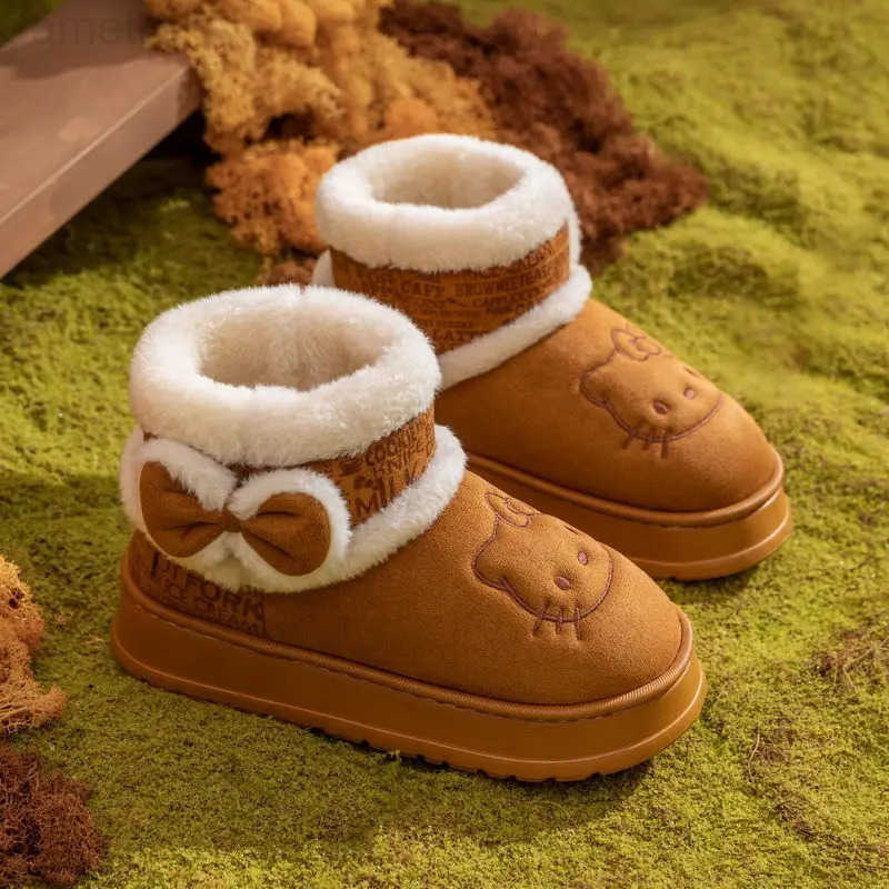 Sanrio Hello Kitty cartoon cute cotton shoes creative Kawaii for boys and girls winter warm non-slip snow boots gift wholesale H251110