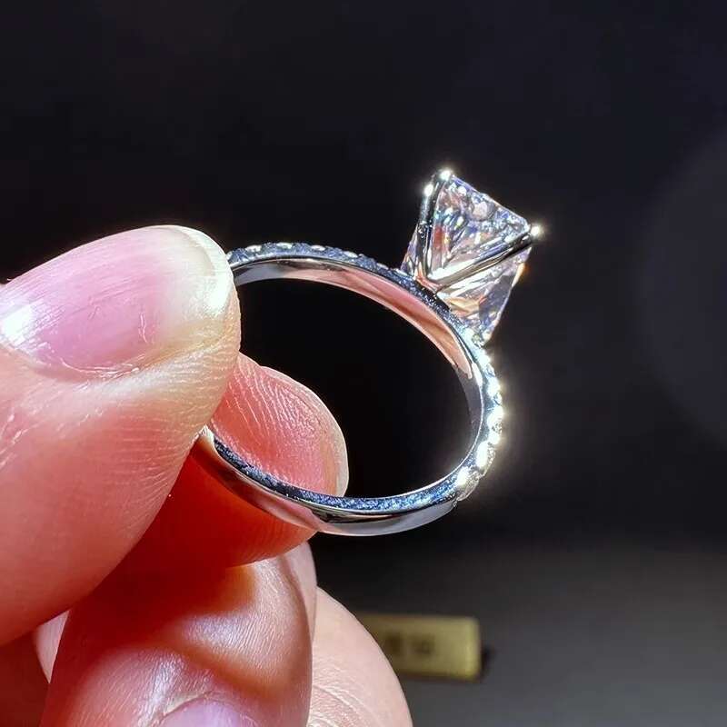 2 3 5 6 8 10 Carat Real Solid 18K White Gold Ring Radiant shape DVVS1 moissanite Diamonds Women Wedding Party Engagement Ring