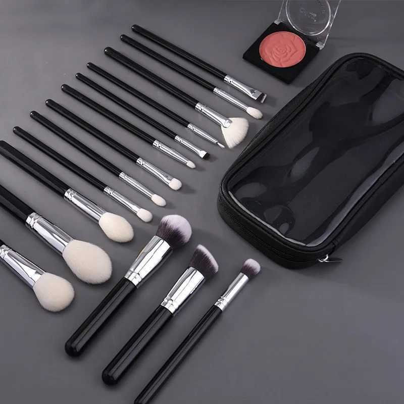 15 Pcs Makeup Brushes Cosmetic Brushes Makeup Brush Set Goat Hair Eyebrow Eyeshadow Foundation Travel Portable with Pouch L251110