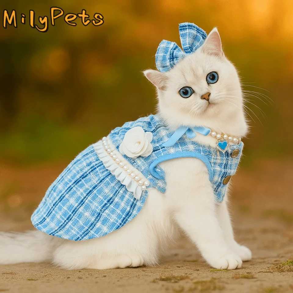 Pet Clothes Cute Puppy Plaid Dress Breathable Thin Design Pet Windbreaker Soft Pet Skirt Autumn Winter J251110