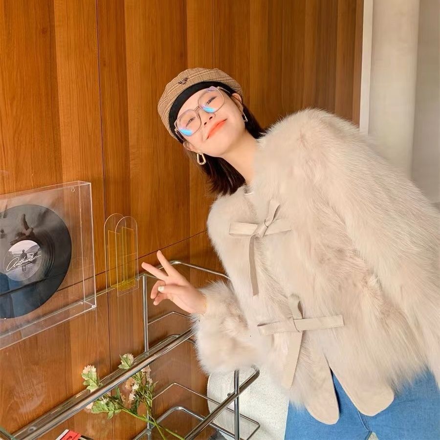 Women's Fashionable and Elegant Short Faux Fur Ligament Coat