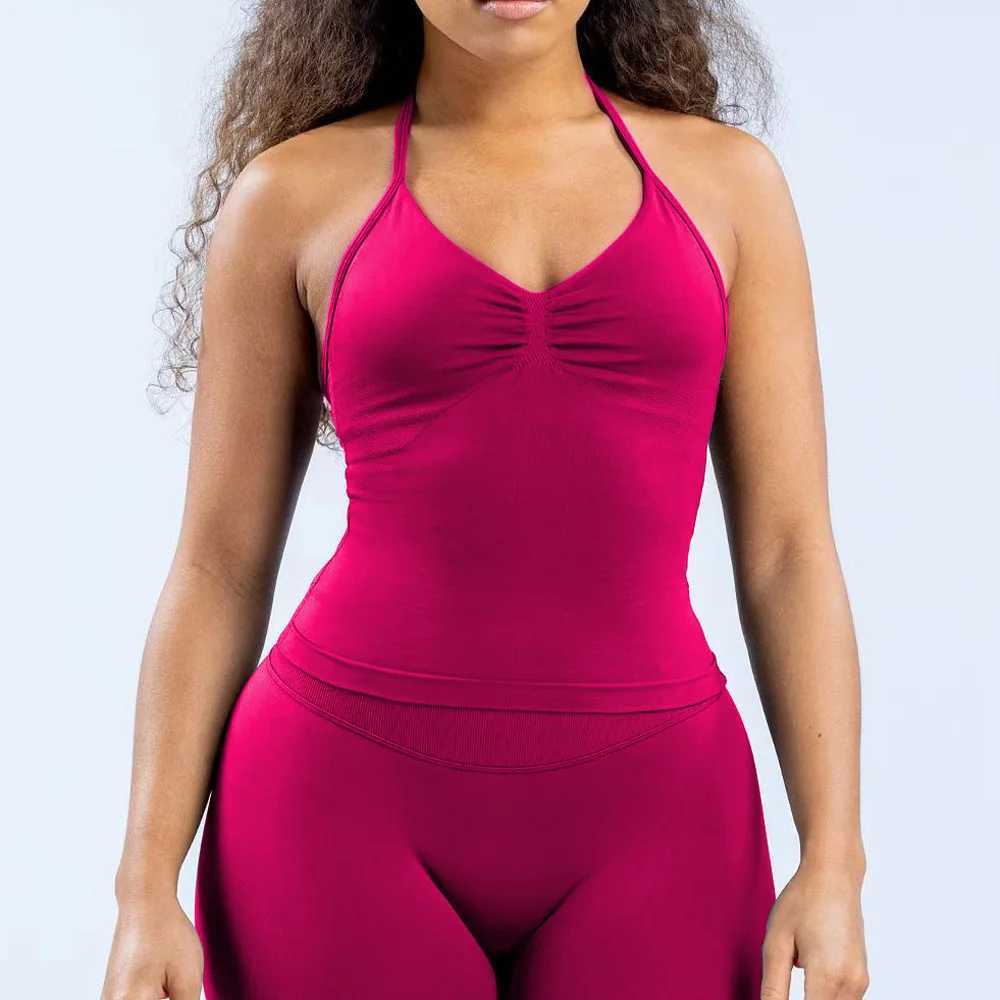 Impact Longline Strappy Top Halterneck High Stretch Built in Bra with Removable Pads Soft Touch Fitness Tank TopXJ250410