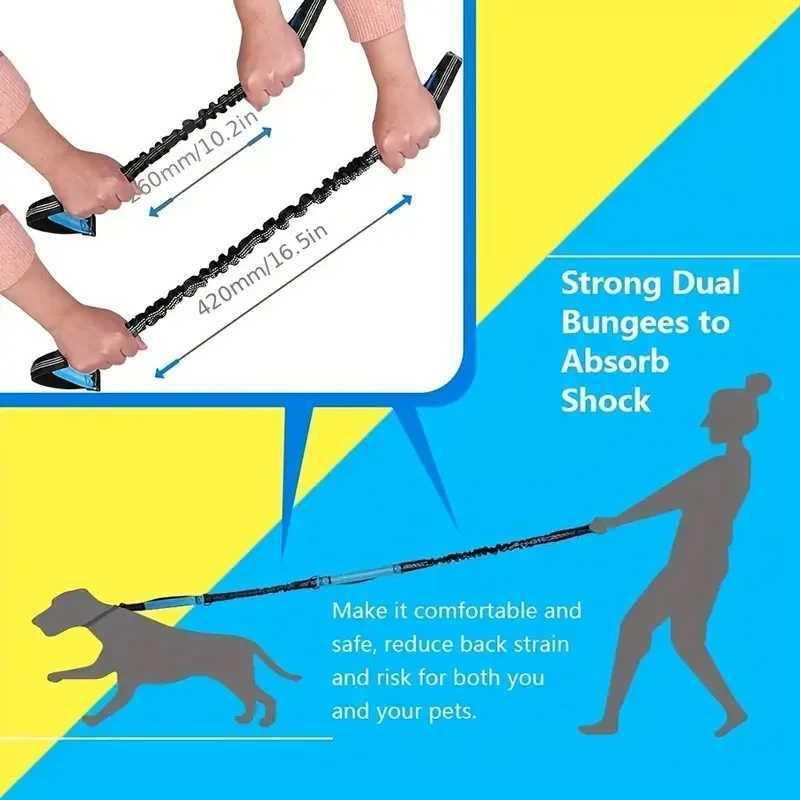 Adjustable Hands-Free Dog Running Leash with Double Handles and Elastic Retractable Rope for Large and Medium Dogs - Perfect for J251110