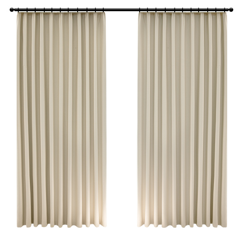 T0378 High-end hotel engineering curtain double-sided cotton and linen full blackout heat insulation and sound insulation office school flame retardan