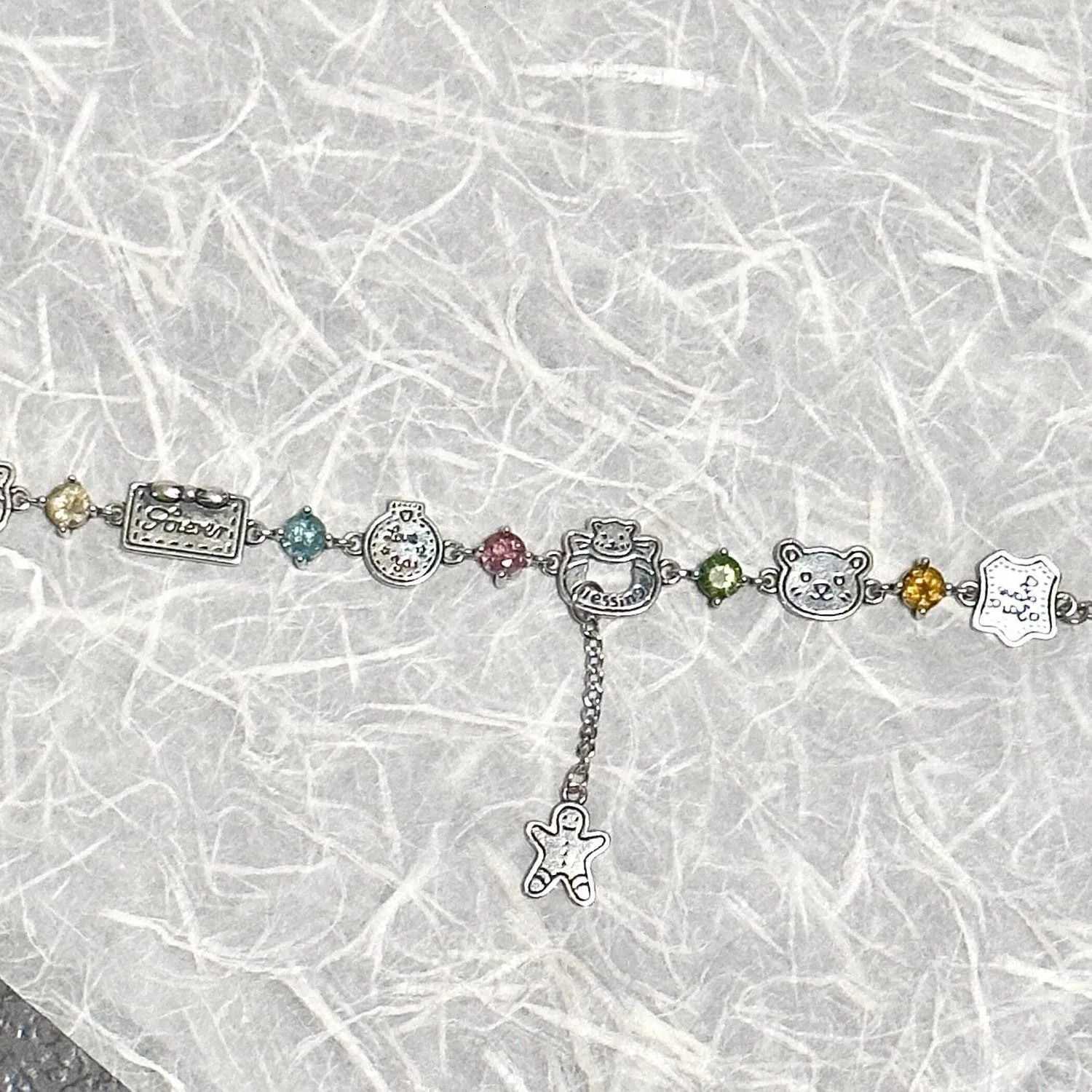 Cute Colored Diamond Gingerbread Bear Bracelet - Exquisite Versatile Bracelet Popular High-Appearance JewelryT251110