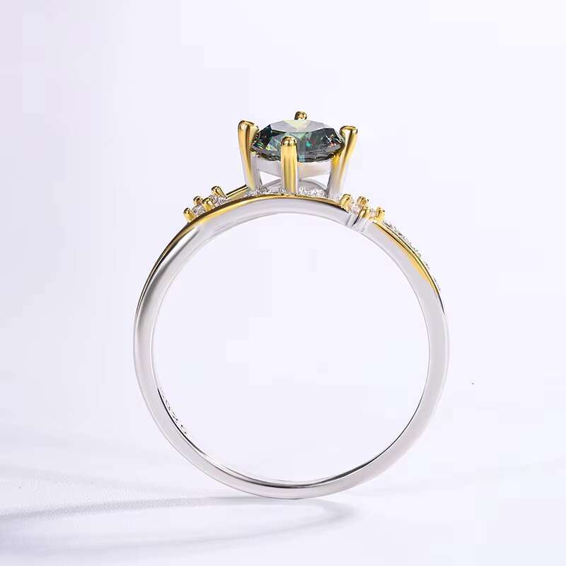 Dropshipping S925 Silver Plated 1 Karat Wedding Ring Factory in Stock Supply Silver Engagement Promise Ladies Moissanite Ring