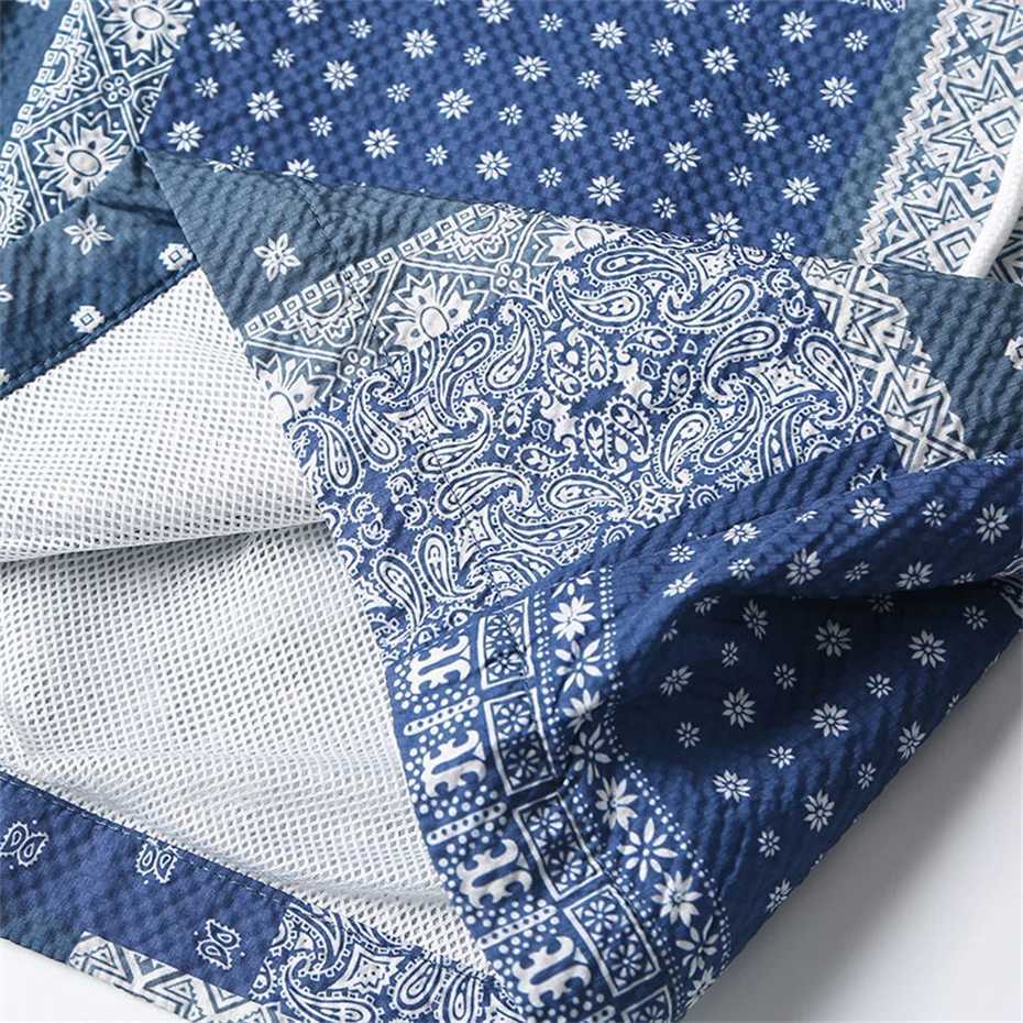 Mens Hawaiian board shorts streetwear Paisley printed casual shorts mens Harajuku summer quick drying breathable knee pants X250410