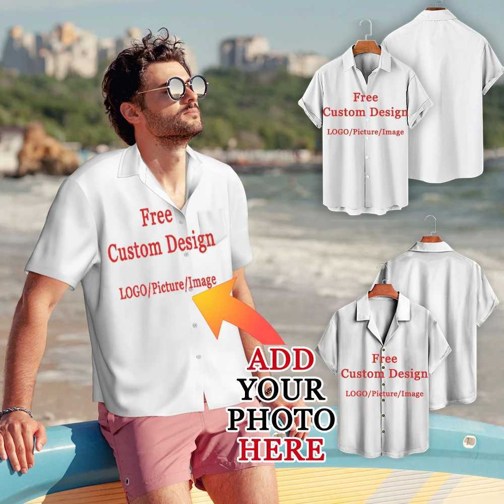 Customized Pattern/Hawaiian Mens Shirt Full Print Summer Short Sleeve Shirt Personalized Button Down Shirt Customized Gift X250410