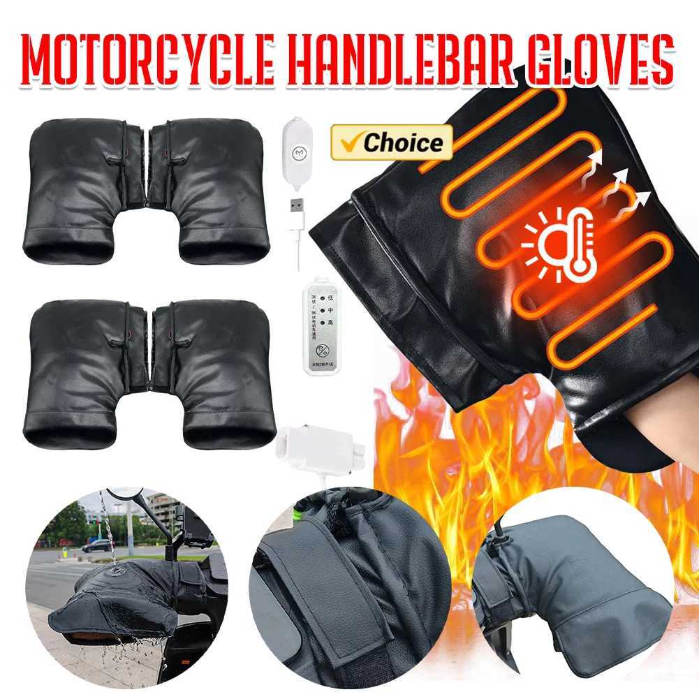 Electric Heating Handlebar Gloves 3 Levels Setting Motorcycle Heating Warm Muffs USB Charging for Bicycle MTB Motorcycle Scooter S25118