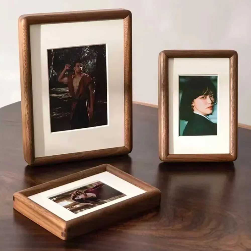 Fashion 6/7/8 Inch Black Walnut Simple Real Wooden Mortise Tenon Handmade Display Photo Frame L251110 H260306