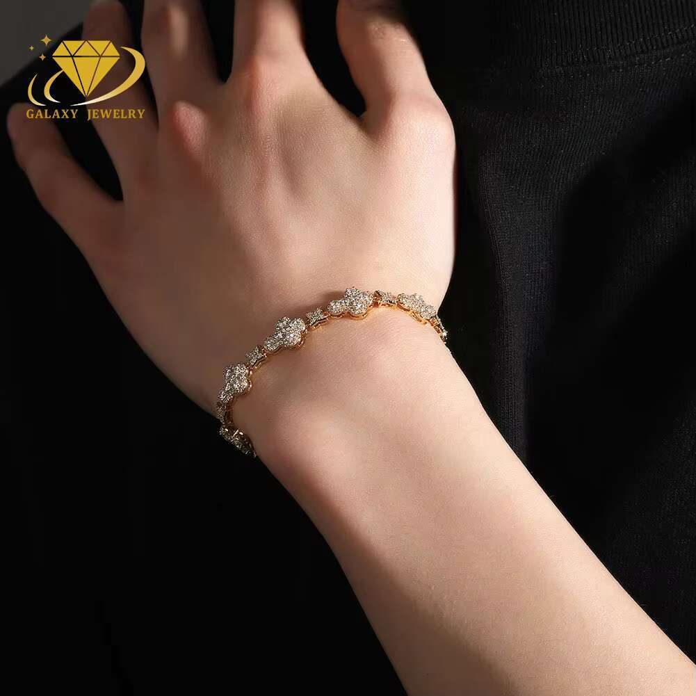 Iced Out Jewelry 10mm 925 Silver Chain GRA Certificate Diamond Moissanite Cuban Link Chain Cross Flower Bracelet Necklace