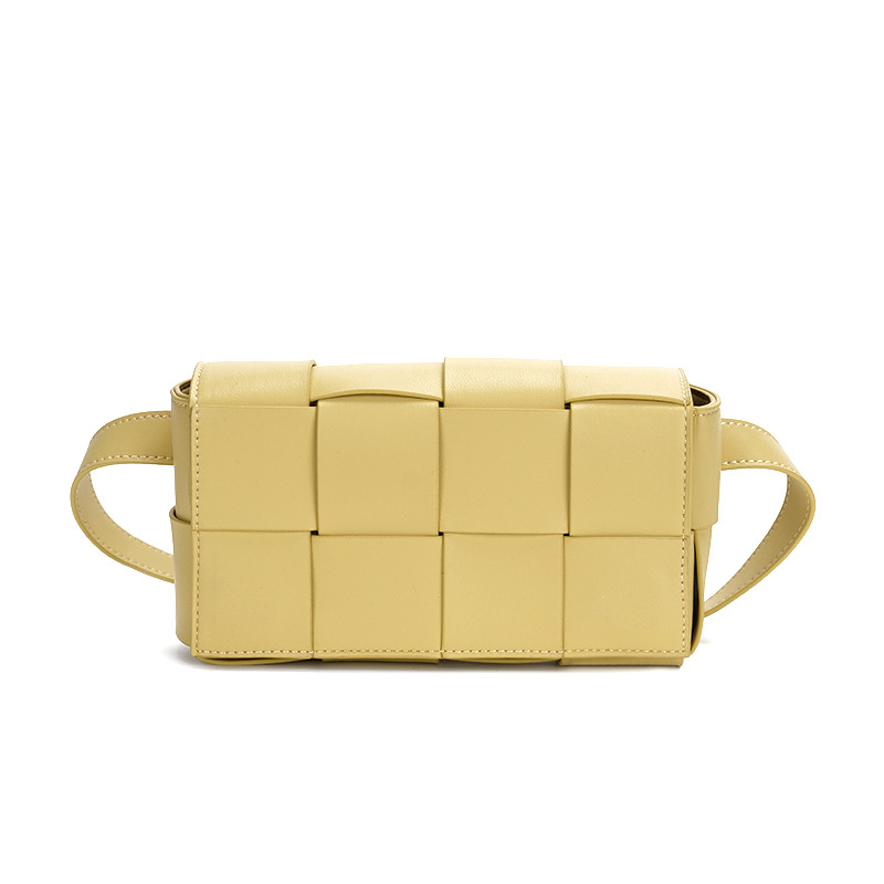 2025 new Summer minimalist and fashionable soft leather crossbody bag ins small square bag retro woven underarm waist bag