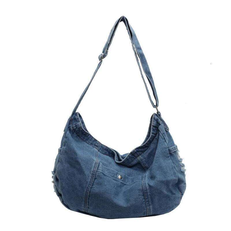 Casual Denim Women's Shoulder Bags Large Capacity Retro Design Ladies Tote Handbags Korean Style Trendy Female Crossbody Bag