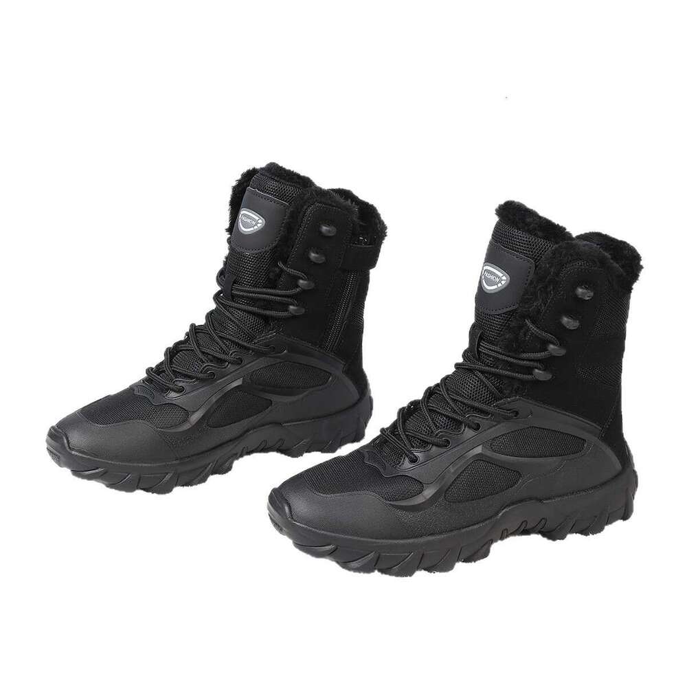 Winter Large Size High-top Men's Special Operations Outdoor Hiking Mountaineering Fleece-lined Warm Snow Boots Indestructible Work Boots