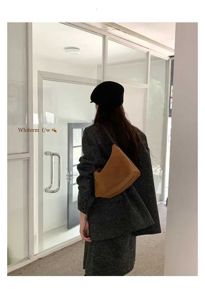 Bag womens autumn and winter new retro suede womens bag stitching handbag fashion and versatile one-shoulder armpit bag tide K251110