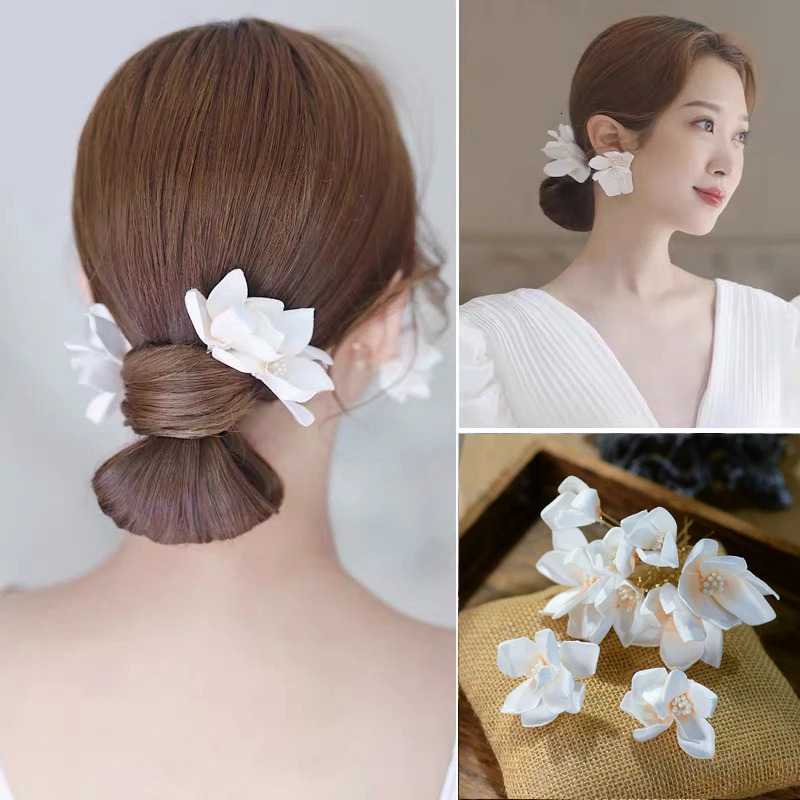 8 cute female floral bridal hair with earrings handmade hair clips wedding hair accessories 250409