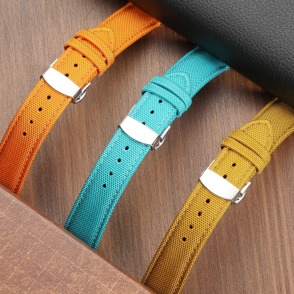 Quick Release Nylon Sailcloth Watch Strap 18mm 19mm 20mm 21mm 22mm 24mm Butterfly Buckle Band For Watchband 251107