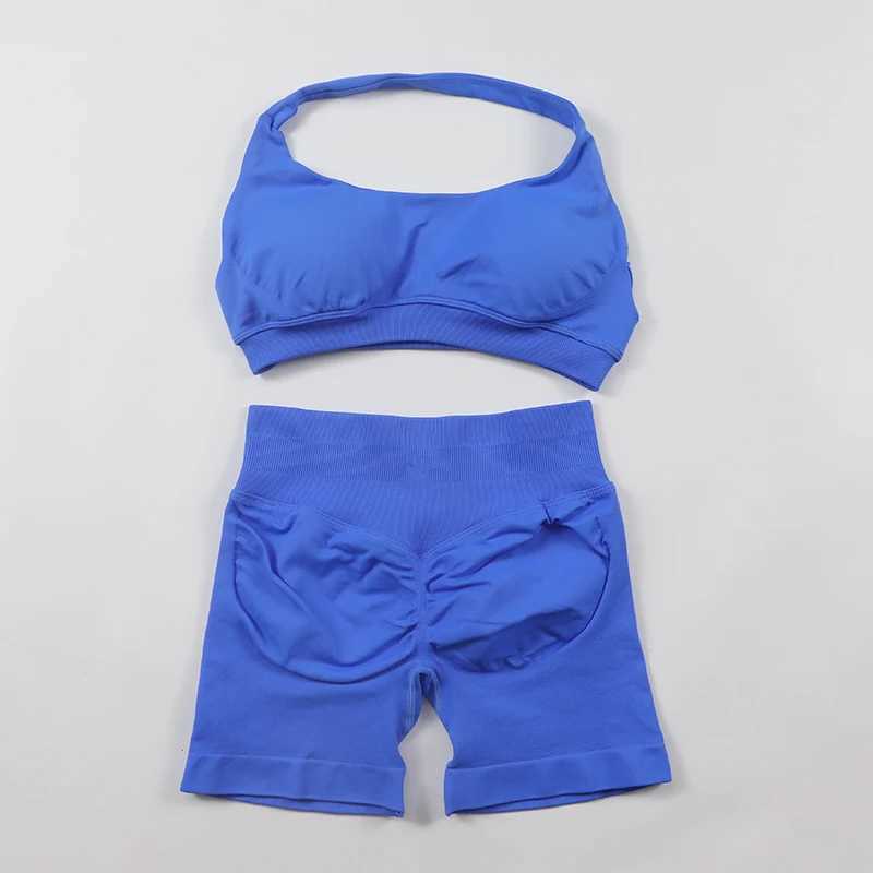 Impact shorts set seamless set womens camisole sports bra low waist pleated Bum gym shorts 2-piece sportswear workout suit W250410