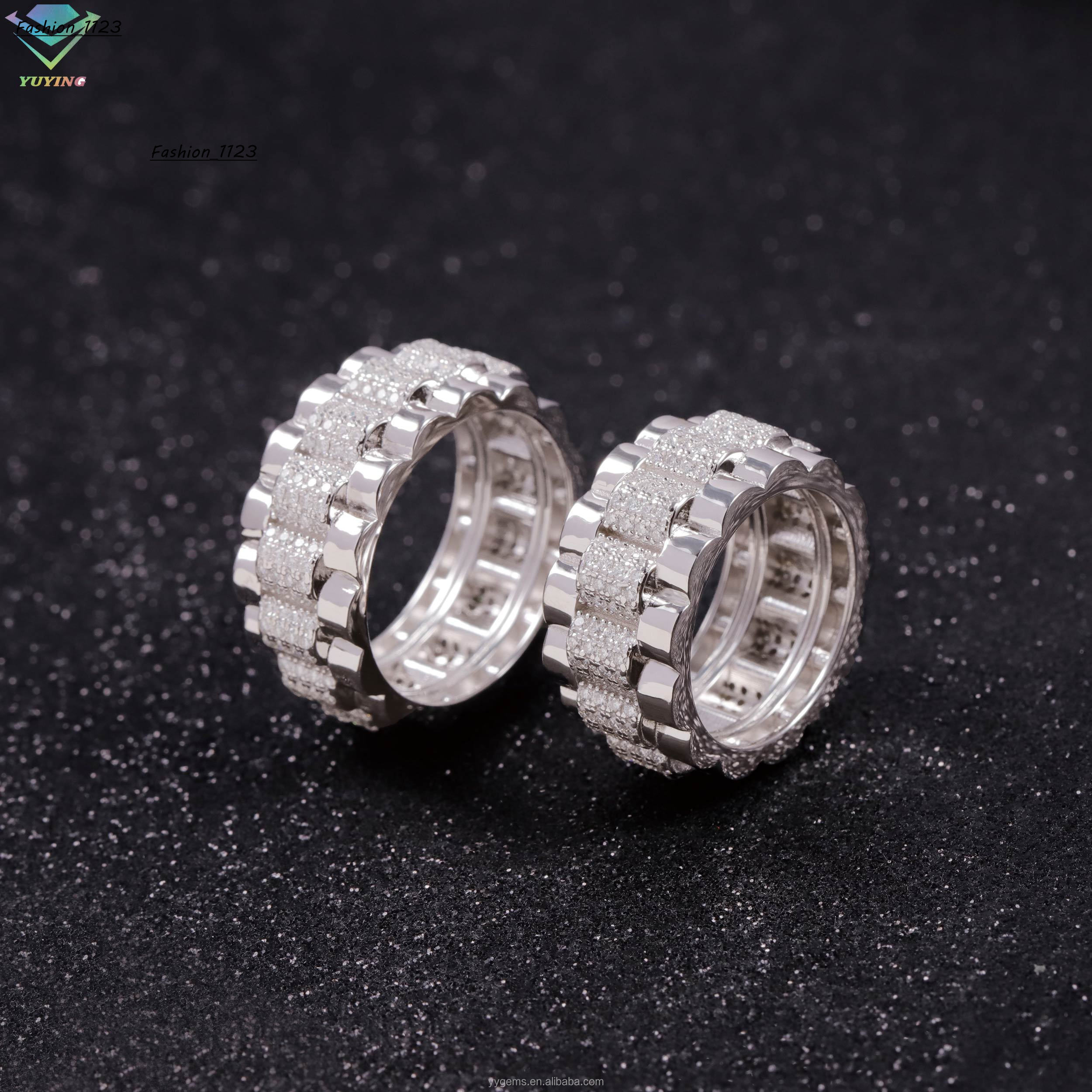 New Arrival Mossanite Ring Fine Jewelry 925 Sterling Silver Hip Hop Ring for Men Women VVS Moissanite Diamond Cuban Ring