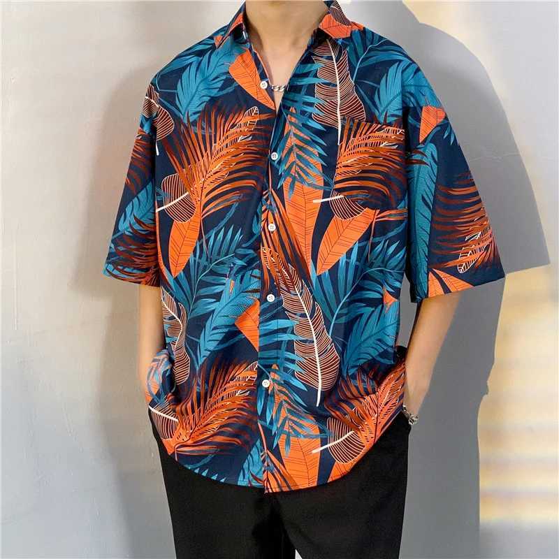 3D printed Hawaiian shirt mens short sleeved tropical Tiki style casual loose beach shirt summer floral Aloha shirt mens X250410