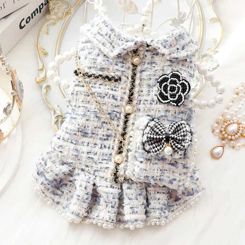 NEW Winter Cat Dog Dress Luxury Princess Wedding Puppy Costume Pomeranian Poodle Schnauzer Doggie Apparel Dresses with Dog Bag J251110
