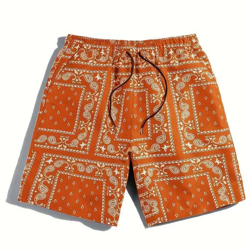 Summer new mens trend multi colored cashmere flower casual sports shorts fashionable beach pants X250410