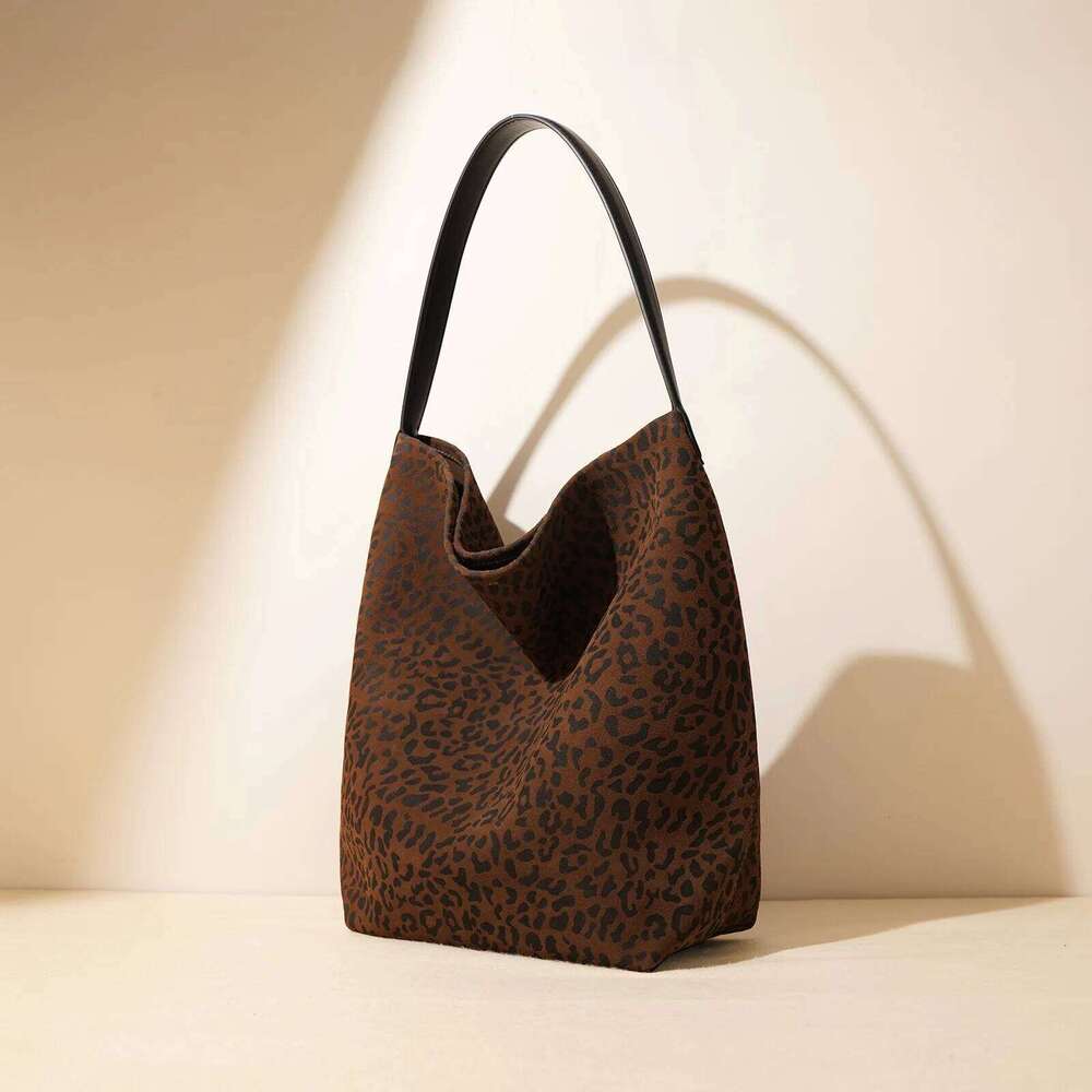 Vintage Women's Bag Suede Frosted Cowhide Bucket Tote Lazy Style Single Shoulder Handbag For Commuting Retro Fashion Work Purse St251110