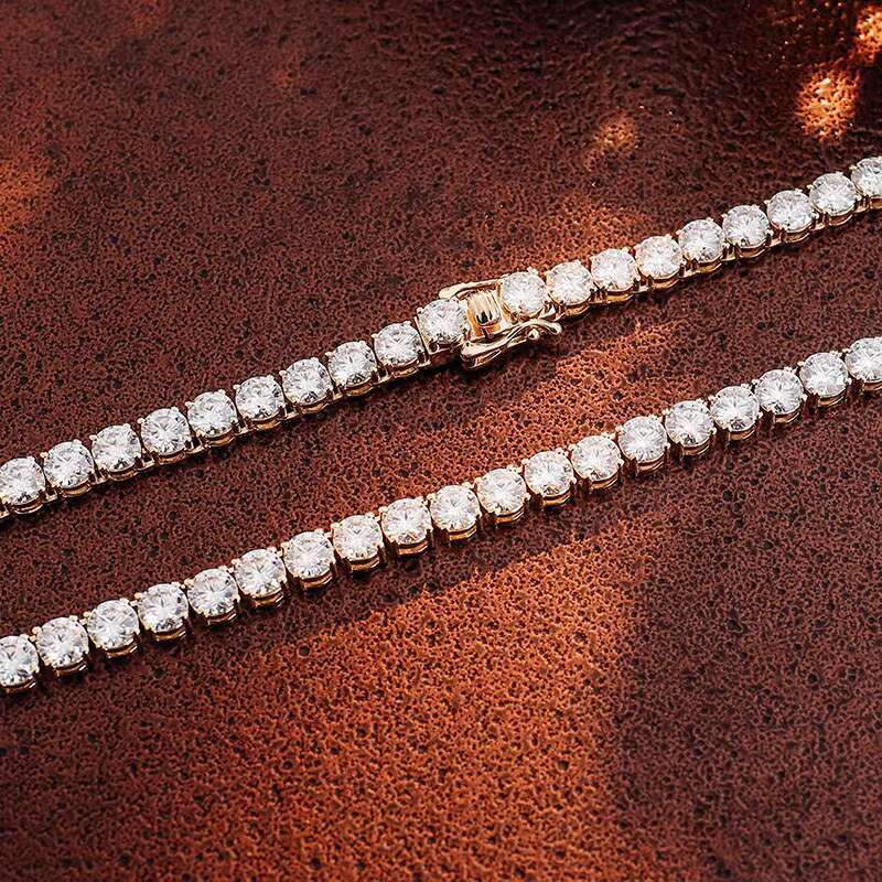 Wholesale custom size tennis original 10K gold round DEF VVS moissanite diamond hip hop tennis necklace for women tennis