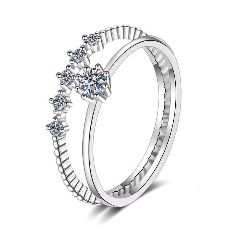 Manufacturers Wholesale S925 Plated Pt950 Gold 10 Points Moissanite Eight-Prong Ring Diamond Ring