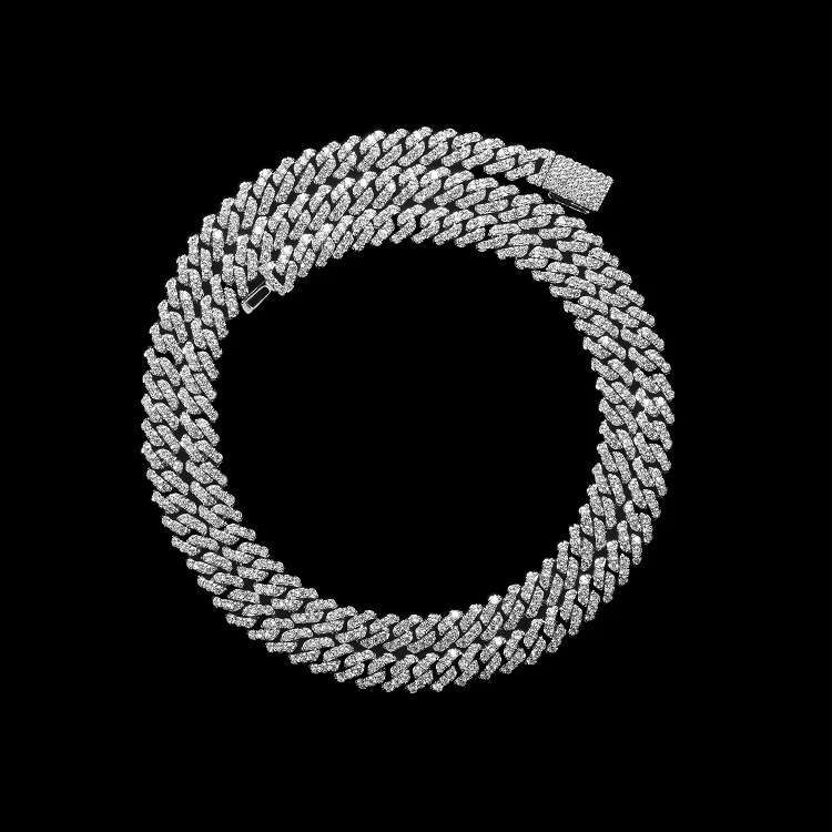 High quality gold-plated pure sier Cuban chain for both men women, 6mm zircon hip-hop necklace, fashionable and unique style