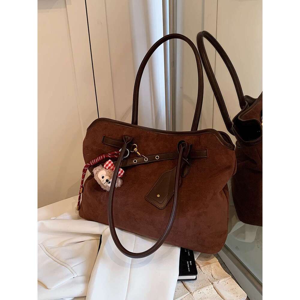 Leisure retro suede female 2024 new autumn/winter large-capacity shoulder portable tote bag