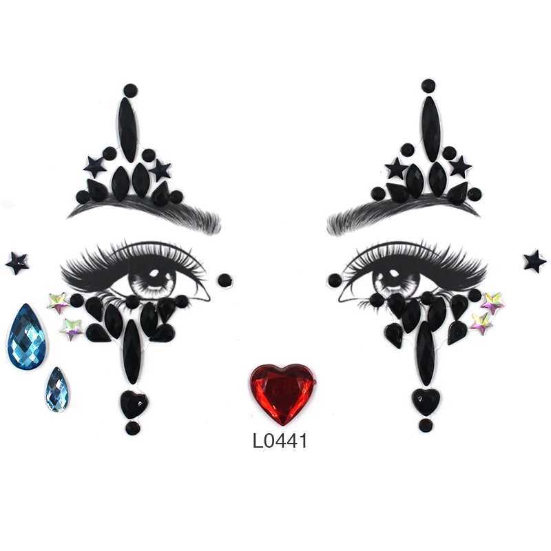 3D Sexy Facial Tattoo Crystal Stickers Temporary Tattoo Flash Fake Tattoo Rhinestone Makeup Womens Party Facial Jewelry Tattoo W250410