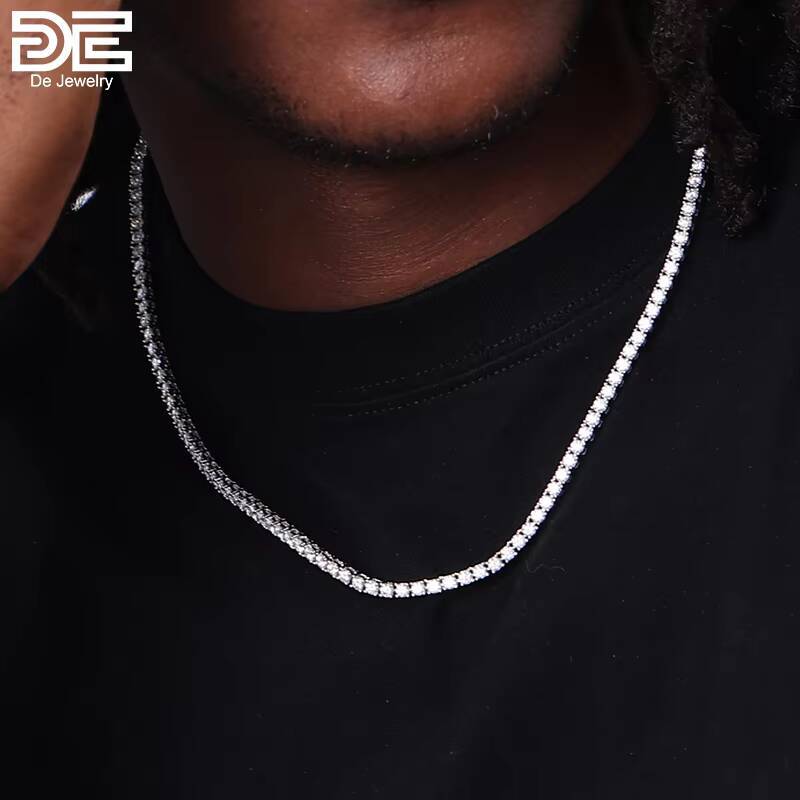 De 2023 Wholesale Women Men Fine Jewelry Necklace 5MM 925 Sterling Silver VVS Diamond Moissanite Tennis Chain Necklace