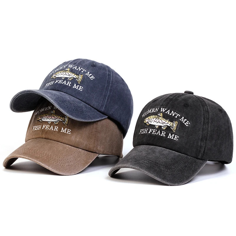 Neutral Fish Dew Washable Baseball Hat Spring and Autumn Outdoor Adjustable Casual Sunscreen 250410