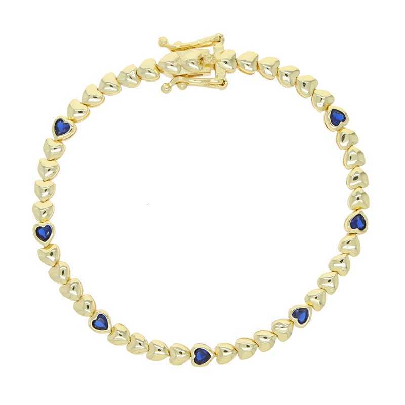 New Bezel Setting Pink Blue White Green Heart 5A Cubic Zirconia Tennis Bracelets for Women 18K Gold Plated Color Fashion JewelryT251110