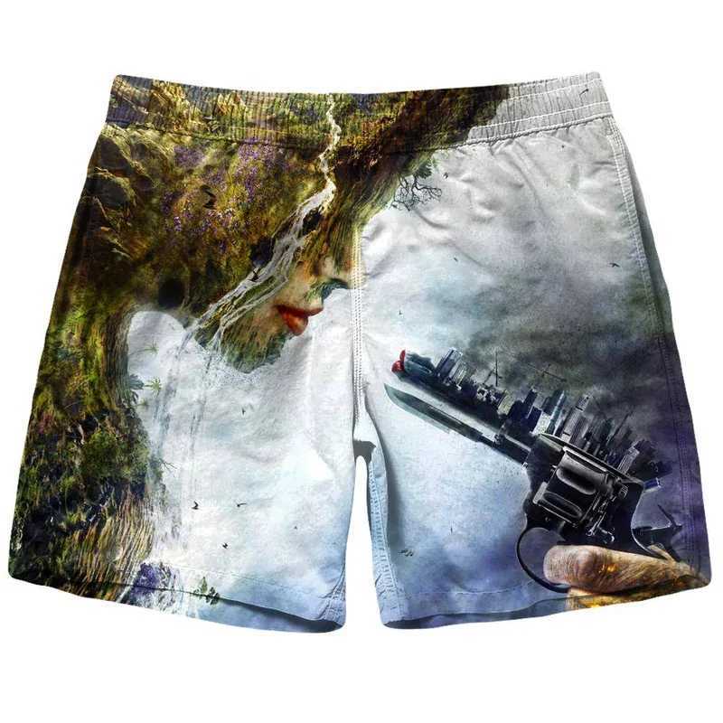 New Mens Horror Gothic Beach Shorts 3D Printed Dark Pants Large Size Loose Thin Outdoor Sports Breathable Shorts X250410